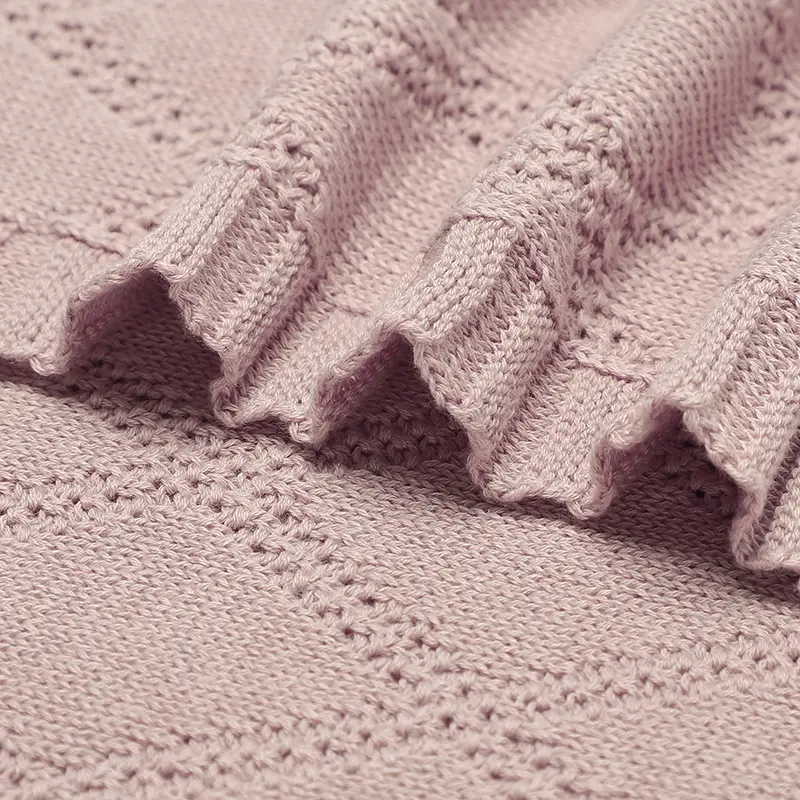 Baby Blankets Ultra-Soft Reversible Knitted Newborn Netural Cotton Swaddle Wrap Cradle Quilts for Infantil Boys Girls Breathable