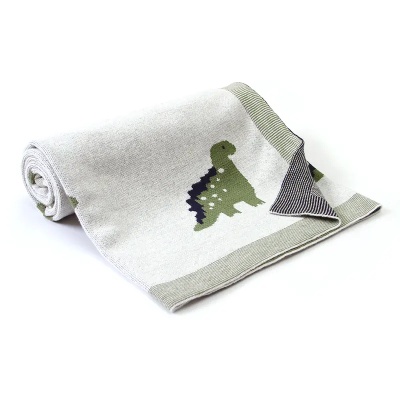 Baby Blankets Dinosaur Knitted Newborns Swaddle Wrap Cradle Quilts for Stroller Sofa Bedding Crib Quilts 100*80cm Cotton Covers