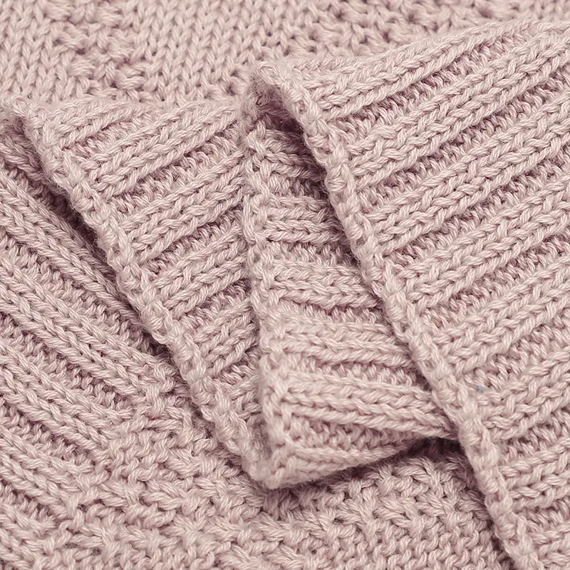 Baby Blankets Ultra-Soft Reversible Knitted Newborn Netural Cotton Swaddle Wrap Cradle Quilts for Infantil Boys Girls Breathable