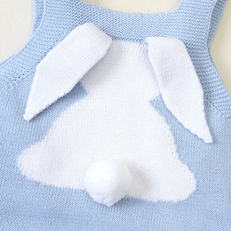 Baby Rompers Cotton Sleeveless Knitted Newborn Boy Girl Rabbit Sunsuits Jumpsuits 0-18m One Piece Infant Child Playsuits Clothes