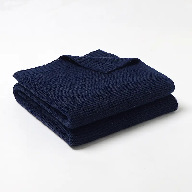 Baby Blankets Newborn Dual-Use Solid Color Knitted Stroller Basket Swaddle Wrap Quilts Cover 100*80cm Toddler Throwing Play Mats
