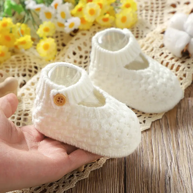 Spring Baby Prewalker 0-18m Infant Girl Solid Color Indoor Floor First Walker Shoes Fall Winter Knit Newborn Footwear Soft Soled