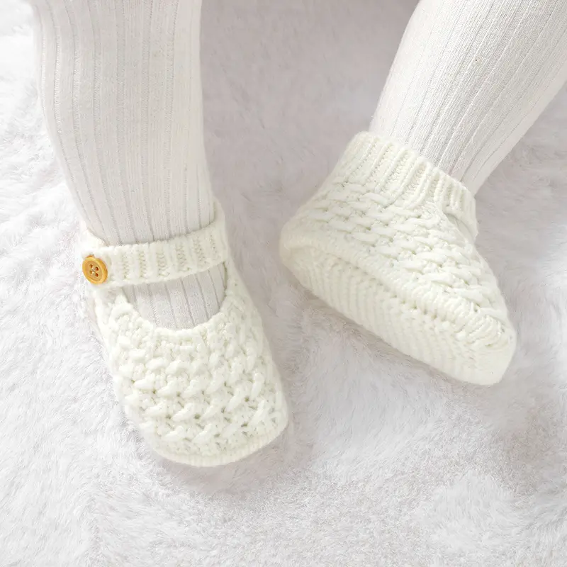 Spring Baby Prewalker 0-18m Infant Girl Solid Color Indoor Floor First Walker Shoes Fall Winter Knit Newborn Footwear Soft Soled
