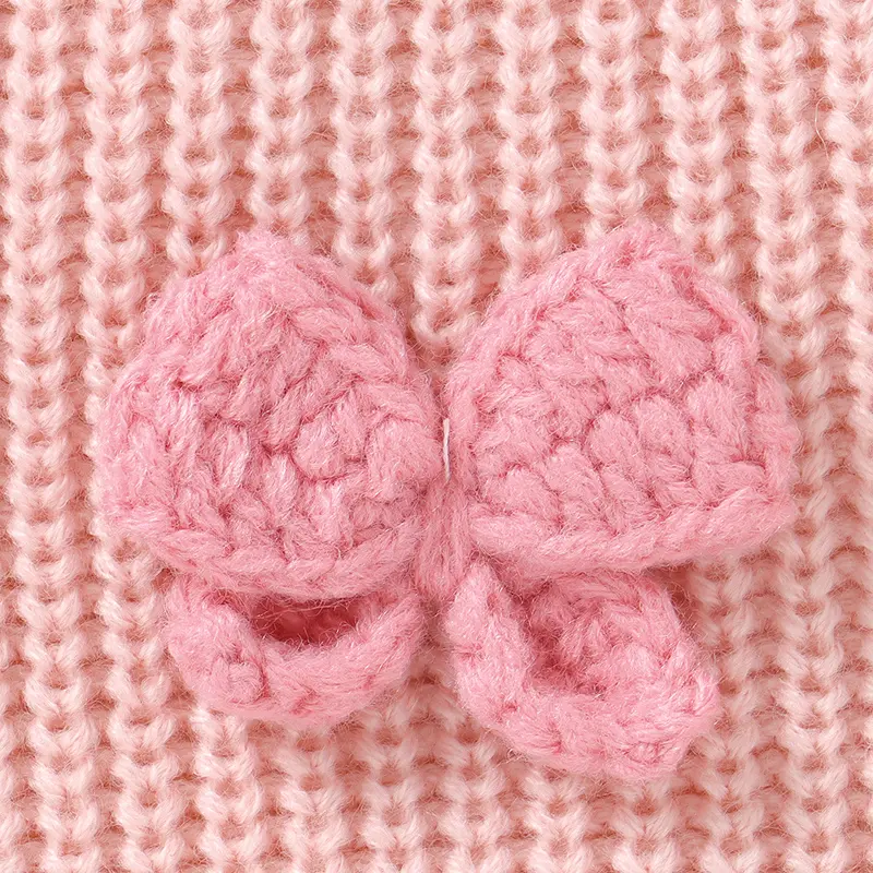 Fashion Bowknot Knitted Baby Girls Sweaters Long Sleeves Outwear Newborn Infant Knitwear Jumpers 1-3Y Toddler Pullovers Clothing