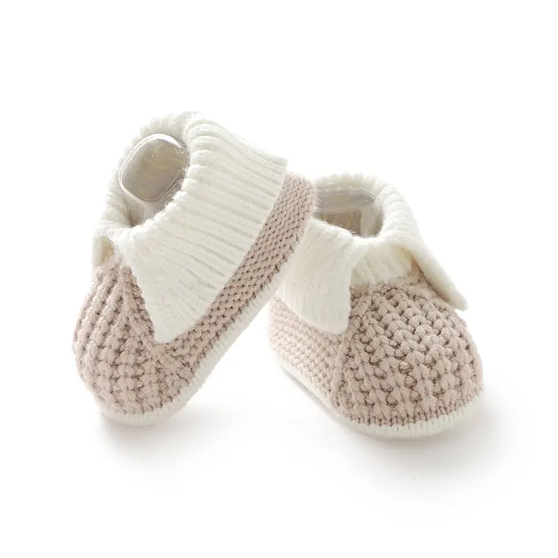 Baby Booties Handmade Knitted Newborn Boys Girls Comfortable Crib First Walkers Cute 0-1Y Infant Soft Soled Prewalkers Anti-Slip