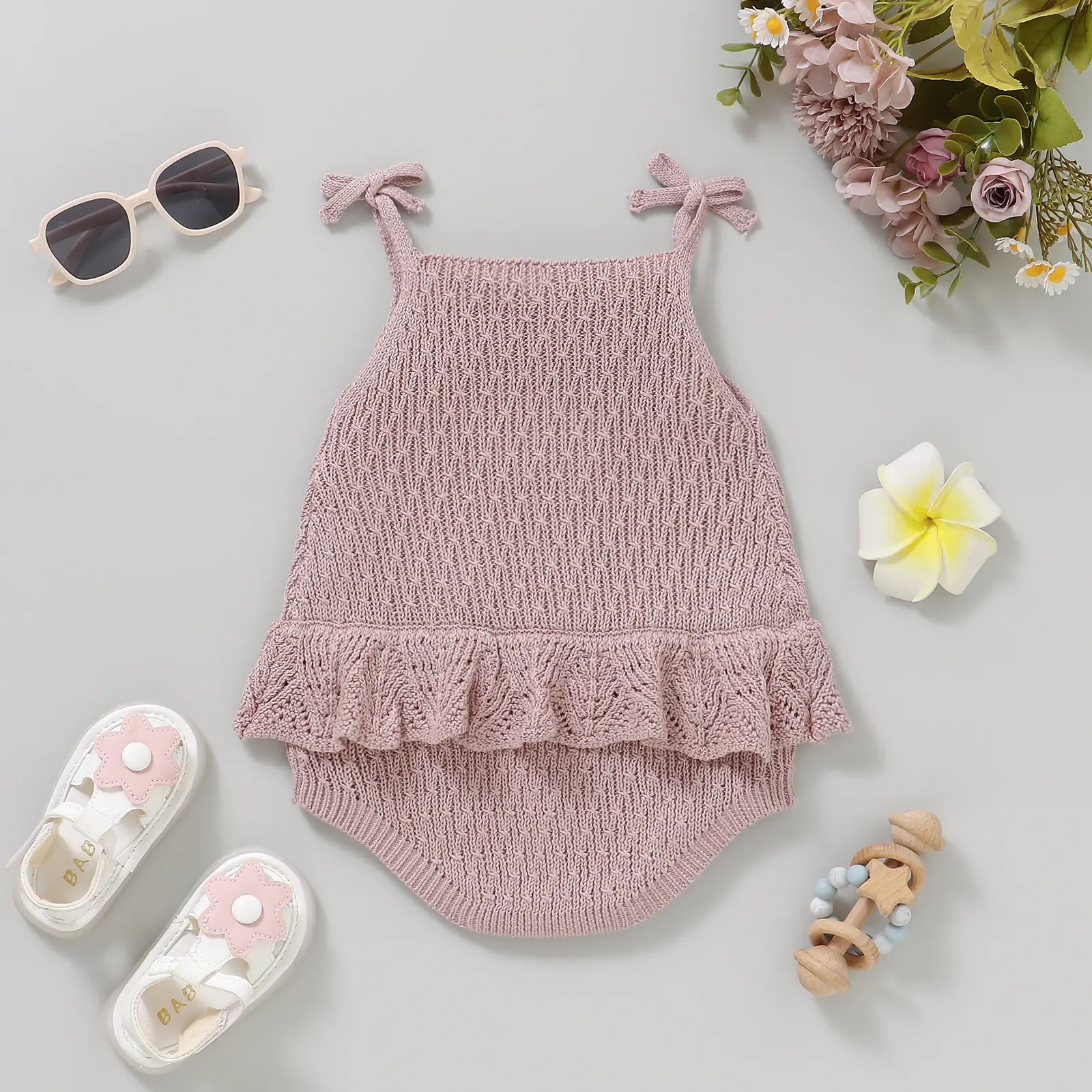 Baby Bodysuits Newborn Sleeveless Knitted Infant Girl Strap Onesie Coveralls One-Piece Toddler Outwear Jumpsuits Outfits Clothes