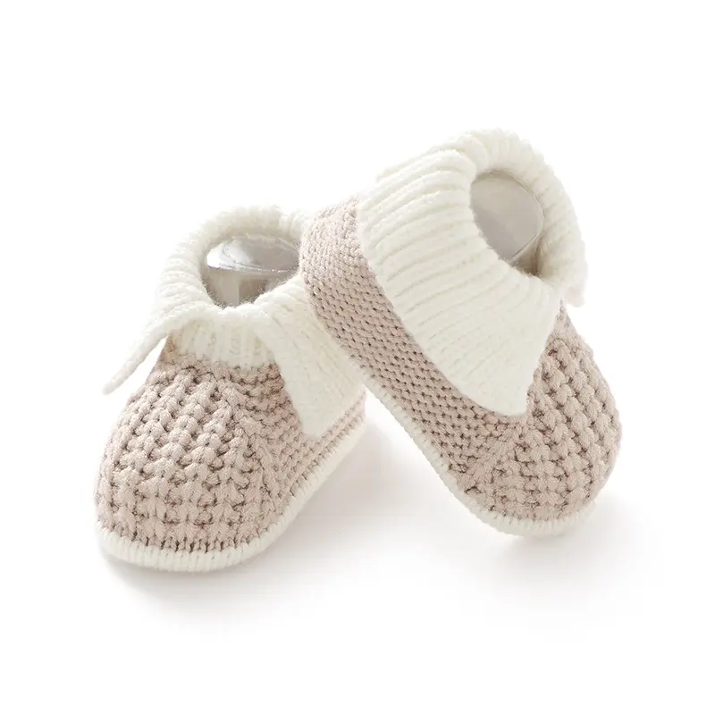 Baby Booties Handmade Knitted Newborn Boys Girls Comfortable Crib First Walkers Cute 0-1Y Infant Soft Soled Prewalkers Anti-Slip