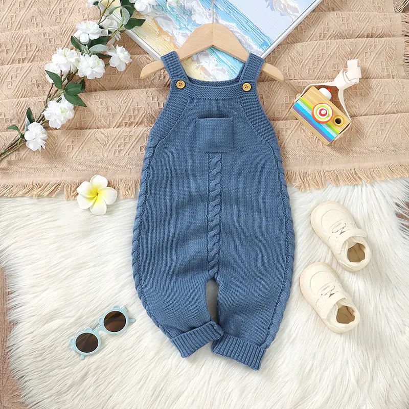 Baby Rompers for Boys Girls Solid Sleeveless Knitted Jumpsuits Playsuits 0-18m One Piece Newborn Netural Outfits Toddler Clothes