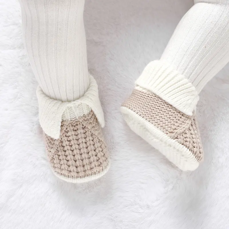 Baby Booties Handmade Knitted Newborn Boys Girls Comfortable Crib First Walkers Cute 0-1Y Infant Soft Soled Prewalkers Anti-Slip