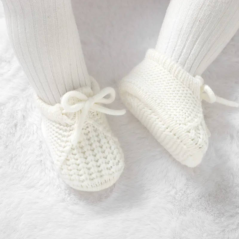 Baby Girls Shoes Hand Knitting Newborn Infant Boys Socks Booties 0-18m Soft Soled Anti-Slip Toddler Outdoor Indoor First Walkers