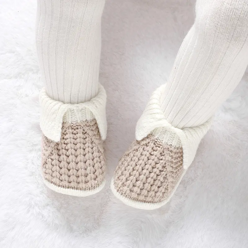 Baby Booties Handmade Knitted Newborn Boys Girls Comfortable Crib First Walkers Cute 0-1Y Infant Soft Soled Prewalkers Anti-Slip