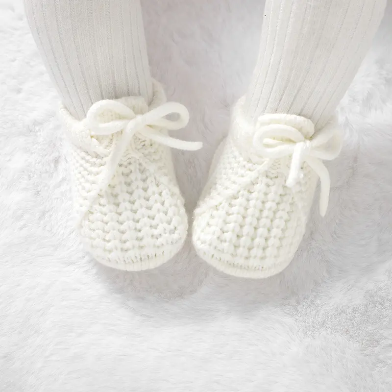 Baby Girls Shoes Hand Knitting Newborn Infant Boys Socks Booties 0-18m Soft Soled Anti-Slip Toddler Outdoor Indoor First Walkers
