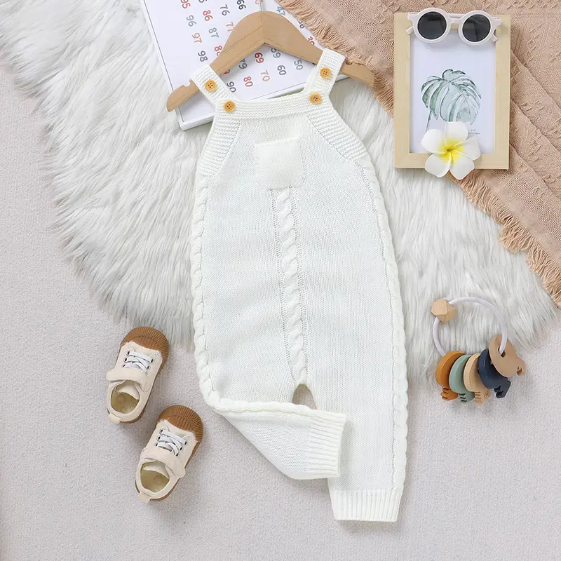 Baby Rompers for Boys Girls Solid Sleeveless Knitted Jumpsuits Playsuits 0-18m One Piece Newborn Netural Outfits Toddler Clothes