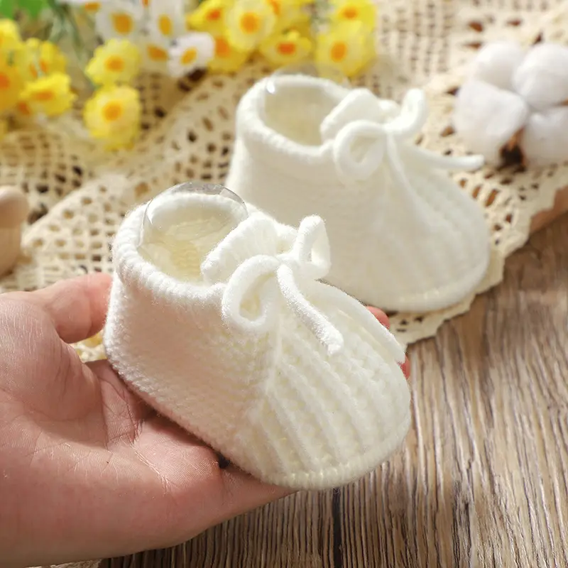 Baby Girls Shoes Hand Knitting Newborn Infant Boys Socks Booties 0-18m Soft Soled Anti-Slip Toddler Outdoor Indoor First Walkers