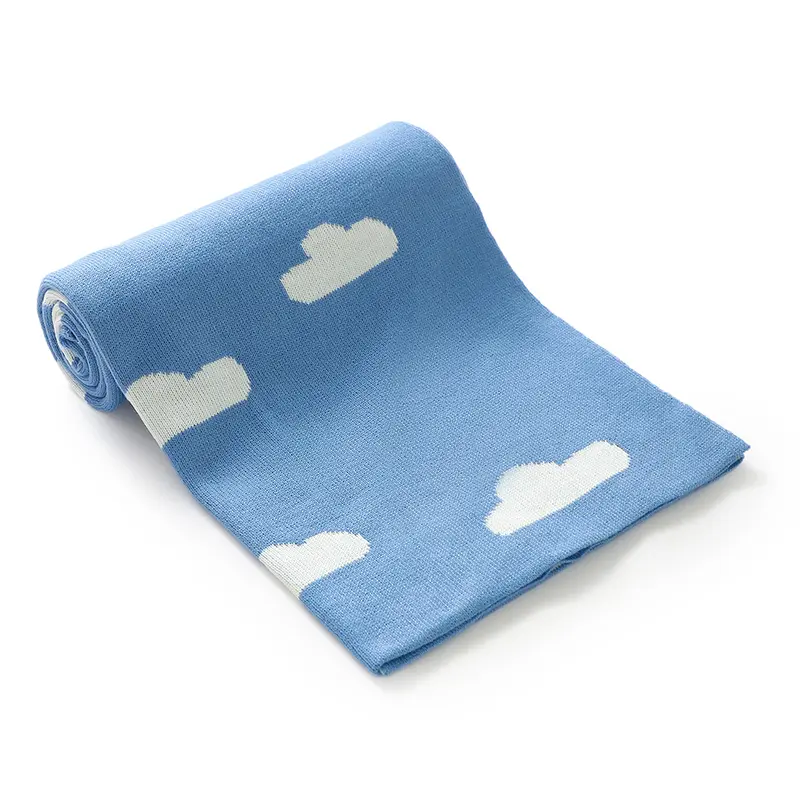 White Clound Knitted Baby Blankets Newborn Boy Girl Dual-Use Stroller Bassinet Bedding Cellular 90*70cm Infant Toddler Throw Mat