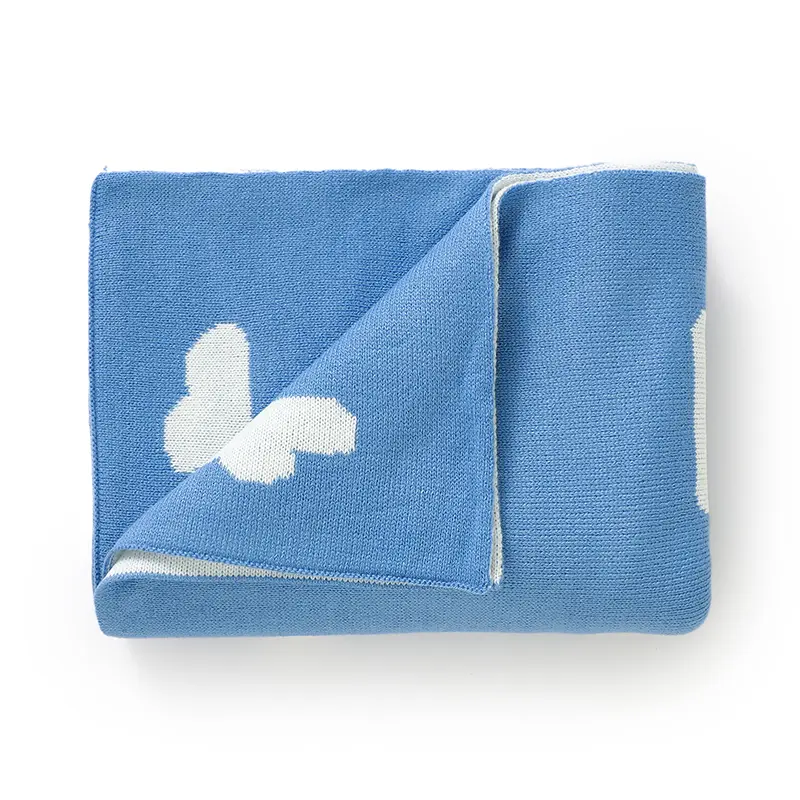 White Clound Knitted Baby Blankets Newborn Boy Girl Dual-Use Stroller Bassinet Bedding Cellular 90*70cm Infant Toddler Throw Mat
