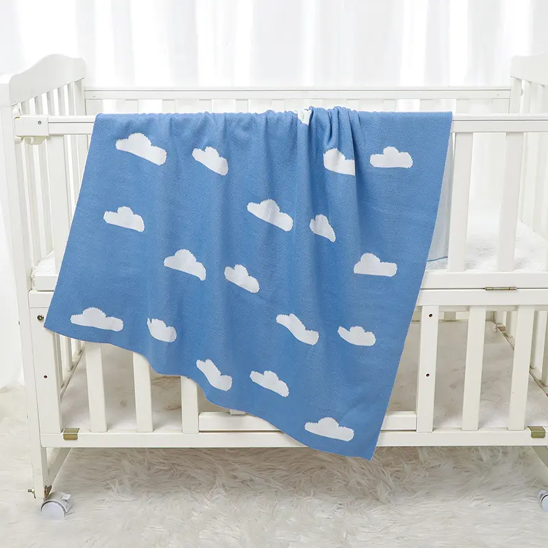 White Clound Knitted Baby Blankets Newborn Boy Girl Dual-Use Stroller Bassinet Bedding Cellular 90*70cm Infant Toddler Throw Mat