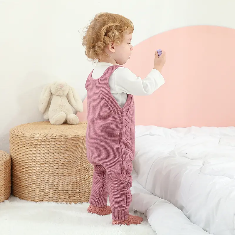 Newborn Baby Rompers Casual Sleeveless One Piece Infant Boy Girl Jumpsuits Playsuit 0-18m Toddler Knit Overalls Children Clothes