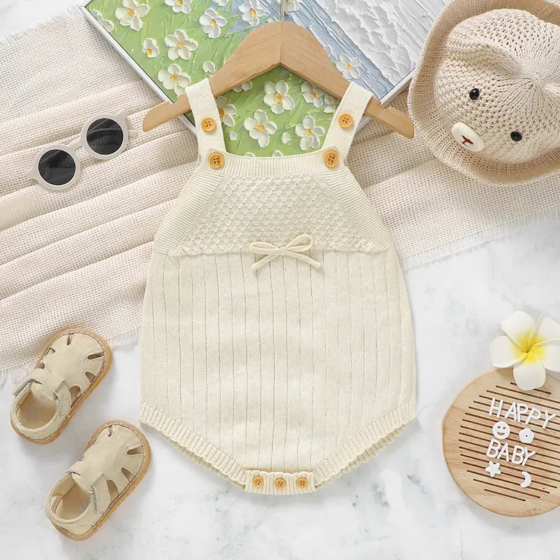 Newborn Bodysuits Cotton Sleeveless One Piece Knit Infant Kids Boy Girl Strap Onesie Outfits Spring Summer Toddler Clothes 0-18m
