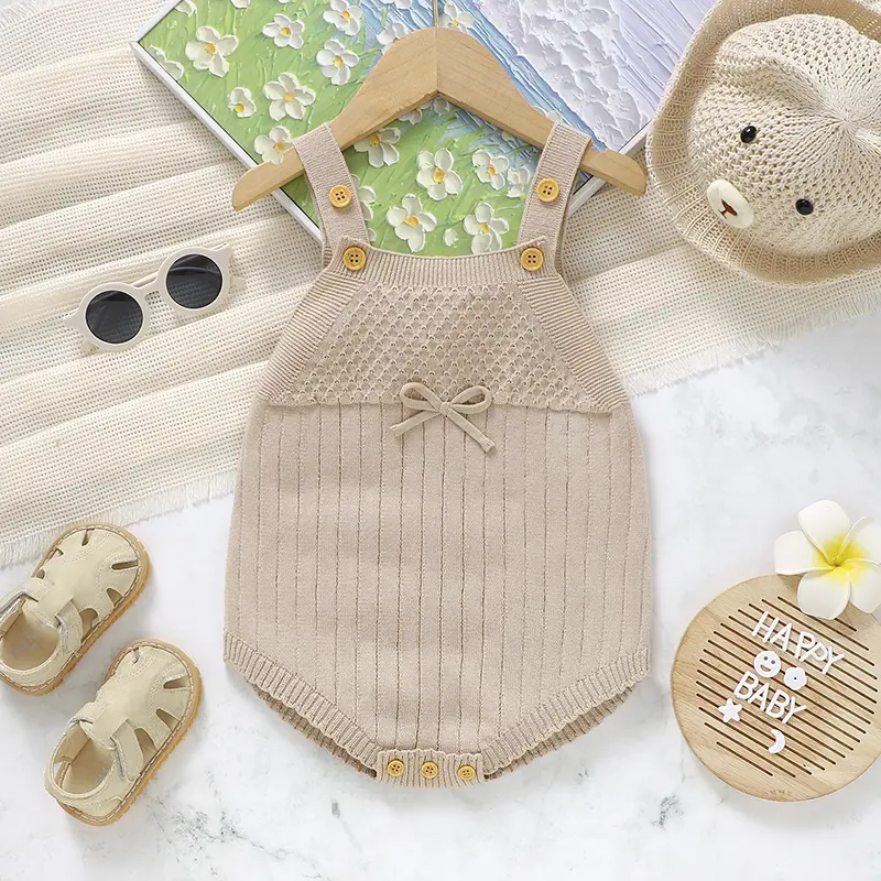 Newborn Bodysuits Cotton Sleeveless One Piece Knit Infant Kids Boy Girl Strap Onesie Outfits Spring Summer Toddler Clothes 0-18m