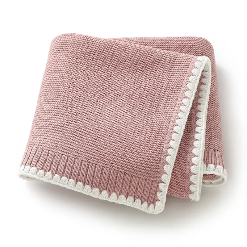 Solid Baby Receiving Blankets for Girl & Boy 90*70cm Knitting Newborn Netural Dual-Use Crib Nap Bedding Sheets Children Cellular