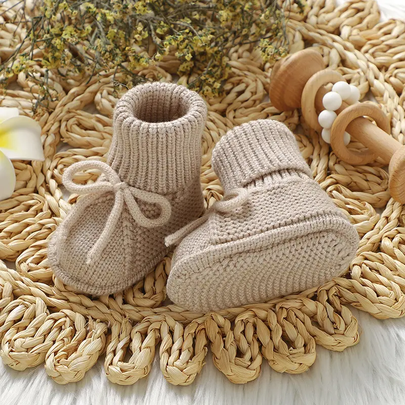 Fashion Infant Baby Boy Socks Shoes Pure Color Anti Slip Knit Newborn Girls Floor First Walkers Casual Outdoor Children Booties