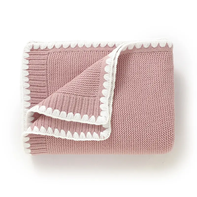 Solid Baby Receiving Blankets for Girl & Boy 90*70cm Knitting Newborn Netural Dual-Use Crib Nap Bedding Sheets Children Cellular