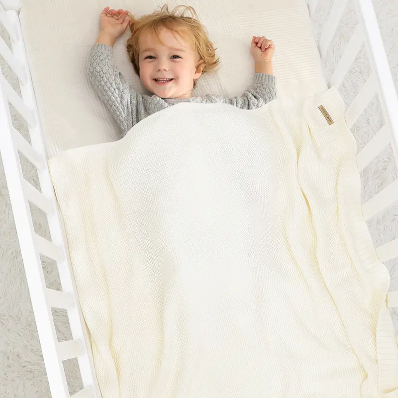 Baby Blankets 100*80cm Knit Newborn Boy Girl Month Stroller Bassinet Bedding Cradle Quilts Dual-Use Infant Netural Receiving Mat