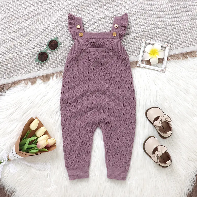 Baby Girls Knit Rompers Sleeveless One Piece Newborn Infant Solid Jumpsuits 0-18m Toddler Spring Autumn Outfits Children Clothes
