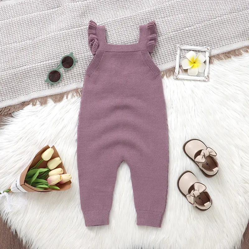 Baby Girls Knit Rompers Sleeveless One Piece Newborn Infant Solid Jumpsuits 0-18m Toddler Spring Autumn Outfits Children Clothes