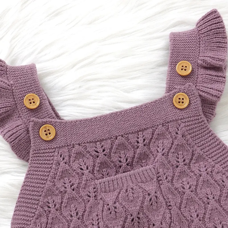 Baby Girls Knit Rompers Sleeveless One Piece Newborn Infant Solid Jumpsuits 0-18m Toddler Spring Autumn Outfits Children Clothes