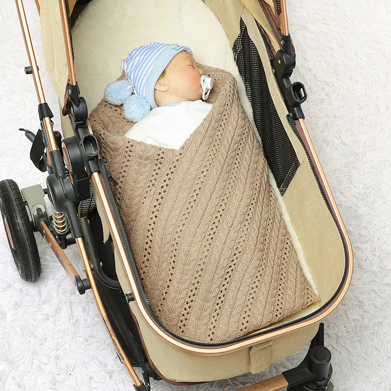 90*70cm Knitted Baby Blankets Newborn Boys Girls Stroller Crib Swaddle Wrap Blanket Toddler Outdoor Throwing Playing Quilts Mats