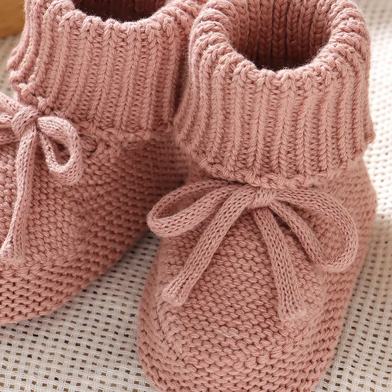 Baby Shoes Solid Color Knitted Newborn Boys and Girls Boots First Walkers Soft Bottom Infant Unisex Footwear 0-18m Child Booties
