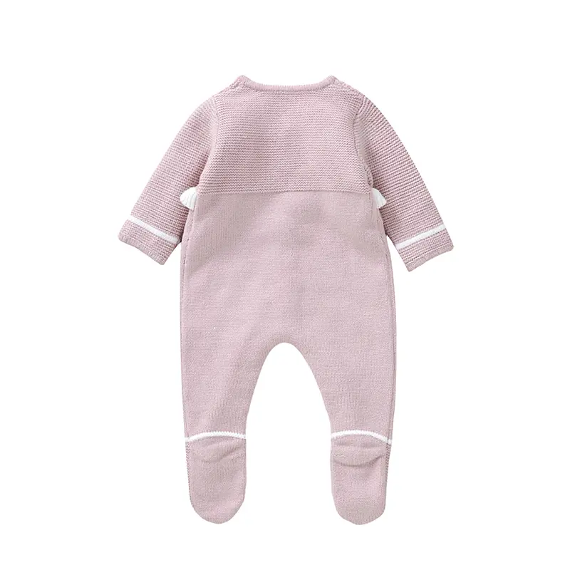 Pink Newborn Baby Knitted Rompers for Infant Girl Autumn Winter Outwear Jumpsuits Clothes 0-18m One Piece Toddler Outfit Clothes