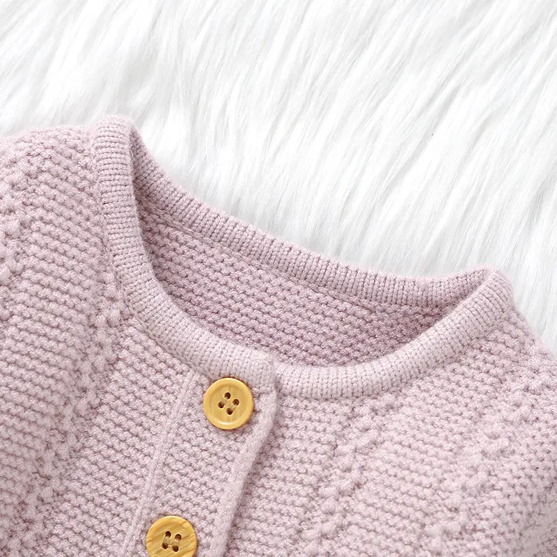 Pink Newborn Baby Knitted Rompers for Infant Girl Autumn Winter Outwear Jumpsuits Clothes 0-18m One Piece Toddler Outfit Clothes