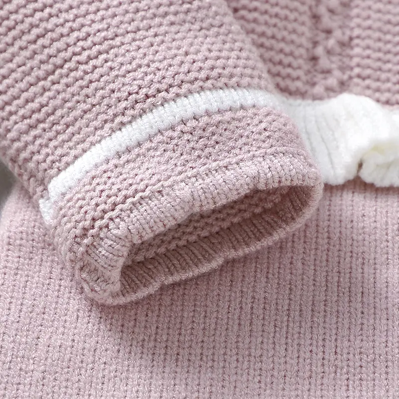 Pink Newborn Baby Knitted Rompers for Infant Girl Autumn Winter Outwear Jumpsuits Clothes 0-18m One Piece Toddler Outfit Clothes