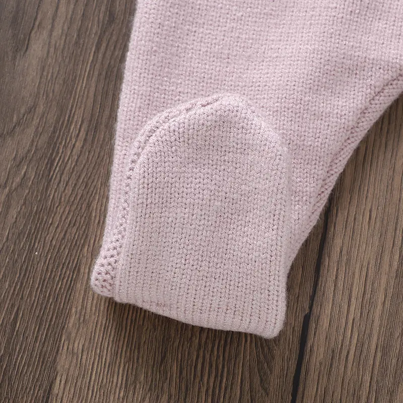 Pink Newborn Baby Knitted Rompers for Infant Girl Autumn Winter Outwear Jumpsuits Clothes 0-18m One Piece Toddler Outfit Clothes