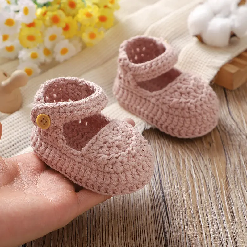 Newborn Baby Girl Shoes 0-1Y Fashion Pure Color Knit Infant Anti-Slip Soft Soled First Walkers Children Winter Walking Prewalker
