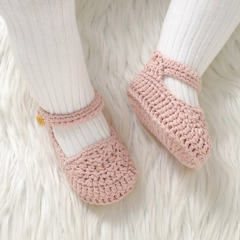 Newborn Baby Girl Shoes 0-1Y Fashion Pure Color Knit Infant Anti-Slip Soft Soled First Walkers Children Winter Walking Prewalker