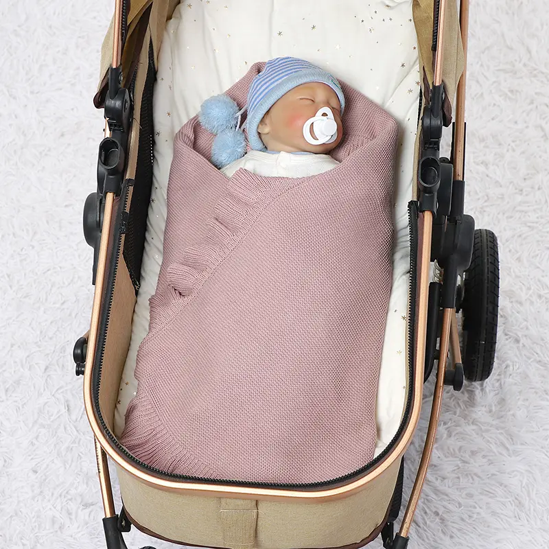 Dual-Use Baby Blankets Newborn Infant Kids Boys Girls Solid Knit Stroller Nursery Travel Bed Cradle Quilts 90*70cm Receiving Mat