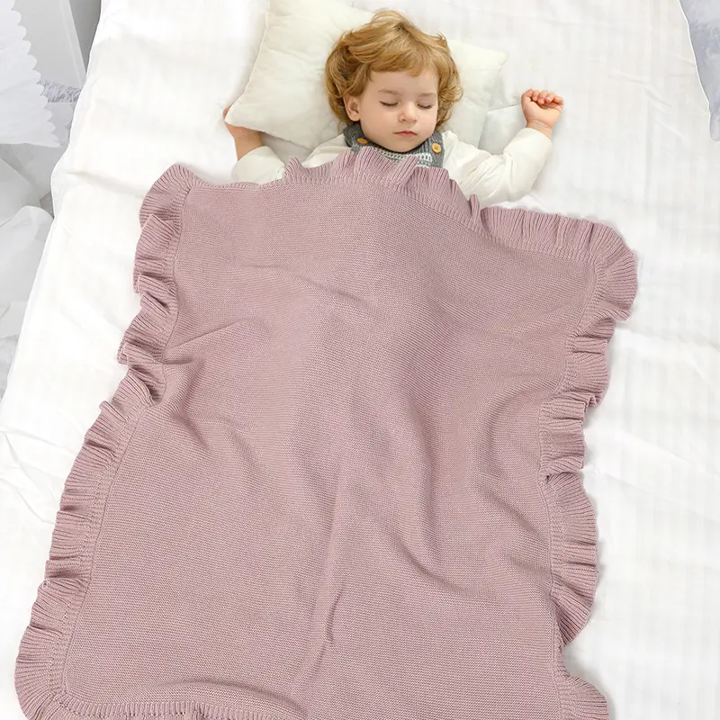 Dual-Use Baby Blankets Newborn Infant Kids Boys Girls Solid Knit Stroller Nursery Travel Bed Cradle Quilts 90*70cm Receiving Mat