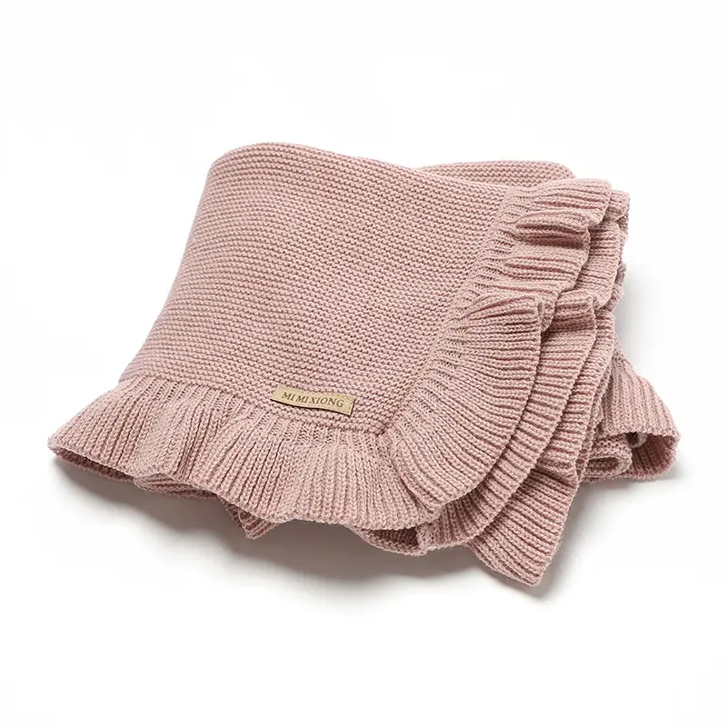 Baby Blankets 90*70cm Knitted Newborn Boys Girls Solid Stroller Swaddle Wrap Sleepsack Reversible Soft Infantil Receiving Quilts