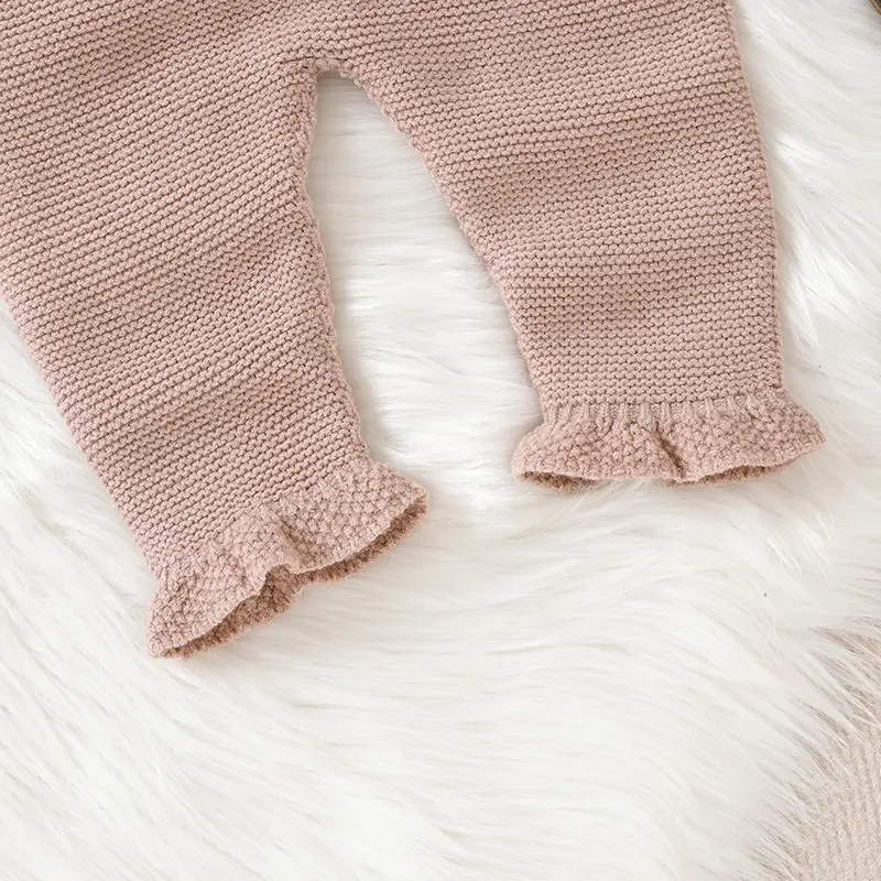 2pcs/Set Newborn Baby Rompers Clothes Solid Sleeveless Knit Infant Child Girls Strap Jumpsuits Headband Outfits Toddler Costumes