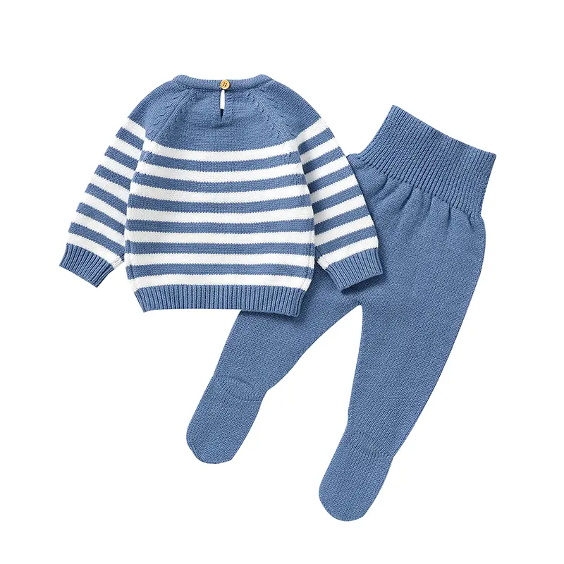 Baby Boys Girls 2pcs Outfits 0-9m Autumn Winter Casual Full Sleeve Sweaters Pullovers Tops+Pants Newborn Infant Knit Clothes Set