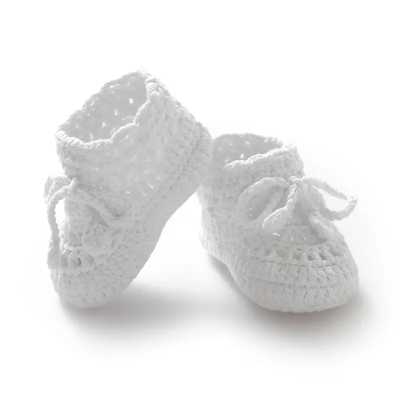 Handmade Knitted Baby Boys Girls First Walkers 0-1Y Pure Color Newborn Unisex Soft Bottom Cotton Shoes Anti-Slip Toddler Sneaker