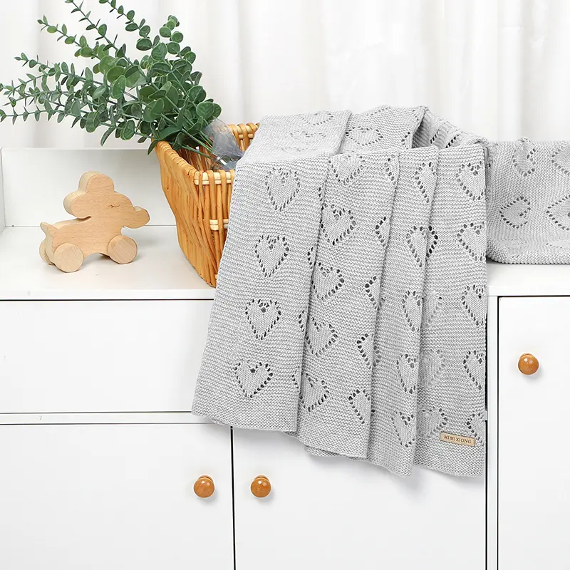 Baby Cotton Blankets Knitted Newborn Boys Girls Stroller Nursery Bedding Cradle Quilt 100*80cm Infant Swaddle Wrap Crib Cellular