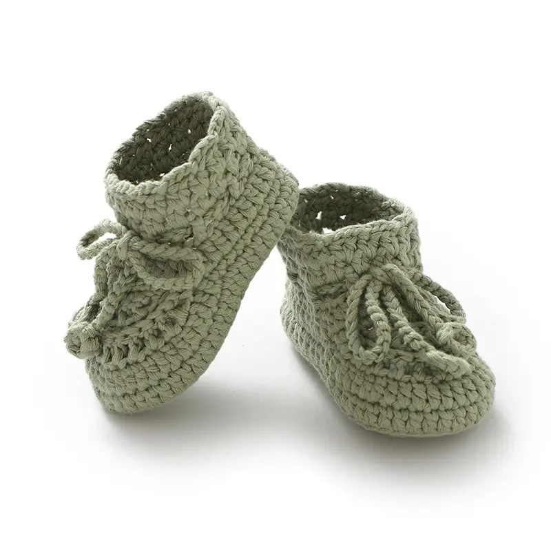 Handmade Knitted Baby Boys Girls First Walkers 0-1Y Pure Color Newborn Unisex Soft Bottom Cotton Shoes Anti-Slip Toddler Sneaker
