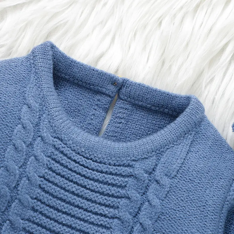 Kids Clothes Set 0-9M Autumn Winter Blue Casual Outerwear Newborn Infant Boys Long Sleeve Sweaters Pullovers+Pants Toddler Suits