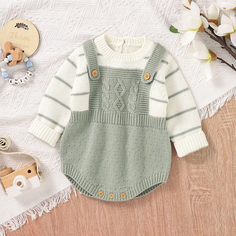 Baby Bodysuits Long Sleeve Spring Autumn Outwear Newborn Boy Girl Knitted Onesie Winter One Pieces Toddler Infant Unisex Clothes