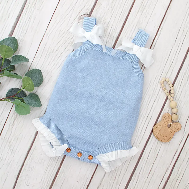 Newborn Baby Bodysuits Spring Autumn Solid Sleeveless Knitting Infant Boys Girls Strap Onesie Outfits One Piece Toddler Clothing